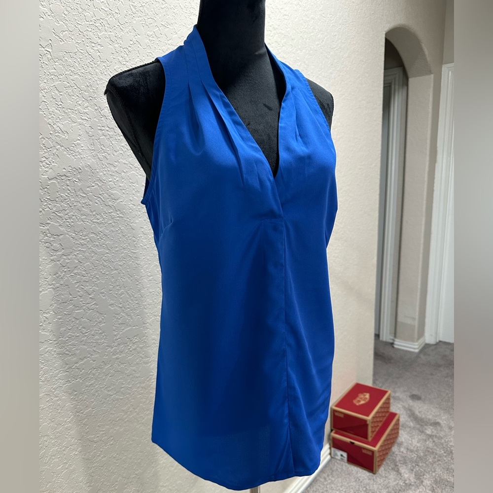 Banana Republic Blue Sleeveless Tank Top with V-Neckline